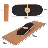 Balance Board de Bois pour Adultes et Enfants Coordination Planche D'équilibre Physiothérapie Skateboard Thérapeutique Sport Fitness Crossfit Yoga - Disponibles avec Tapis ou sans Tapis, naturel, 80x30cm + tapis