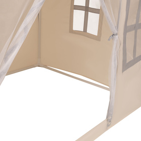 KiddyMoon Tente de Jeux Pour Enfants Maison En Forme De Pavillon Maison Pliable Cabane Enfant Espace Créatif Et Confortable Pour Jouer Intérieur Et Extérieur, blanc-gris: beige pastel/blanc/noir, 200 Balles