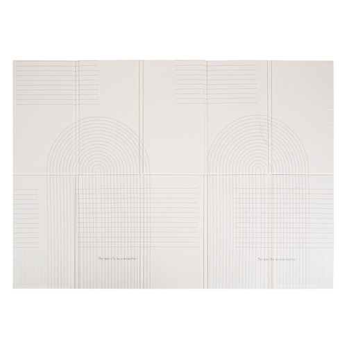 KiddyMoon Tapis de Jeu pour Enfant Bébé Tapis Mousse Tapis de Sol Tapis d'éveilBebe Reversible Stimulation De L'Imagination Pliable Pour L'Intérieur Et L'Extérieur, beige-rayures, 150x200x1cm