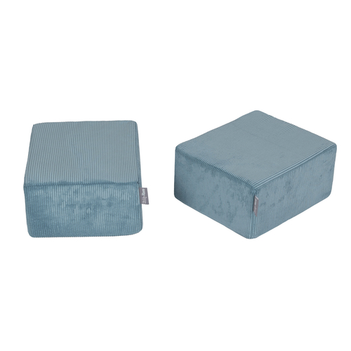 KiddyMoon Canapé en Mousse pour Enfants avec Deux Poufs Pour chambre d'enfant Léger Confortable Polyvalent Housse Amovible Design Moderne Parfait pour Jouer, bleu, Canapé/Pouf