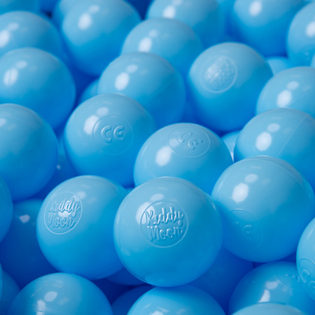 KiddyMoon Balles pour Piscine Colorées ∅6cm Plastique Enfant Bébé Fabriqué en EU, baby blue, 100 Balles/6cm
