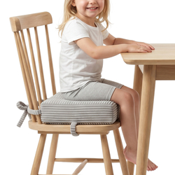 KiddyMoon Coussin Rehausseur De Chaise Enfant, Assise Rehaussée 10 Cm Avec Housse Lavable Et Liens d’Attache, gris clair, 33x33x10