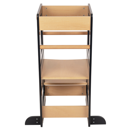 KiddyMoon Tour d’Apprentissage/d’Observation Montessori ST-003 Kitchen Helper, noir/naturel, 91,5x39,3x49,4