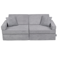 KiddyMoon Canapés Pliant pour Enfants Canapé-Lit Convertible Bébés-Canapé Lit Coucher Salle de Jeux Pliable Matelas au Sol Mini-Canapé Chaise-Lit, gris foncé, Canapés avec 2 Oreillers