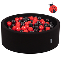 KiddyMoon Piscine à Balles ∅ 7Cm pour Bébé Rond Fabriqué En UE, Coccinelle: noir/rouge, 90x30cm/200 balles