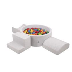 KiddyMoon Aire De Jeux en Mousse avec Rond Piscine à Balles pour Enfants, gris clair: jaune/vert/bleu/rouge/orange, Piscine (200 Balles) + Version 6