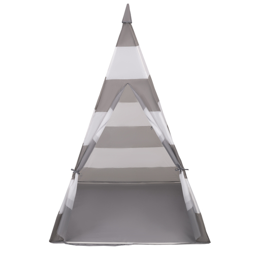 Tipi Tente de Jeu avec Balles Maison de Jeu pour Enfants, grises et blanches rayures:gris/blanc/transp/bblue, 200 Balles
