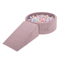 KiddyMoon Parcours Motricité En Mousse Avec Balles Enfants Favorise Créativité, Violet : bleu pastel/perle/rose poudré/blanc, Piscine (100 Balles)+ Pente