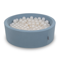 KiddyMoon Piscine À Balles ∅ 7Cm pour Bébé Rond Fabriqué en UE, bleu: perle, 90x30cm/200 Balles