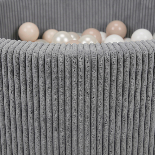 KiddyMoon Piscine Bébé, Piscine À Balles Pour Bébé Et Enfant, Piscine Enfant En Mousse Douce, Housse Côtelée Lavable, Gris foncé: Beige pastel/Blanc/Perle, 90x30cm/200 Balles