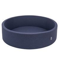 KiddyMoon Piscine À Balles Grande Rond pour Bébé, Fabriqué en UE, bleu foncé:perle/gris/transparent/babyblue/menthe, 120x30cm/600 balles