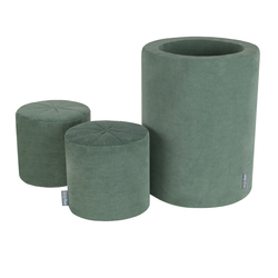 KiddyMoon Aire De Jeux En Mousse Modulable Pour Enfants Avec Housses Amovibles Résistantes Et Matériaux Doux Favorisant Imagination Et Créativité, vert forêt, Tonneau/Puf/Puf