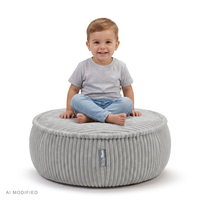 KiddyMoon Pouf enfant en mousse avec housse amovible, gris clair