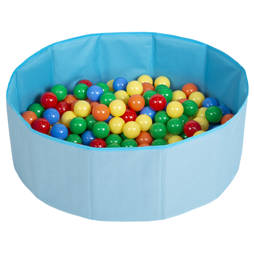 piscine à balles multicolores piscine pliable pour les enfant, bleu: jaune/vert/bleu/rouge/orange, 100 balles
