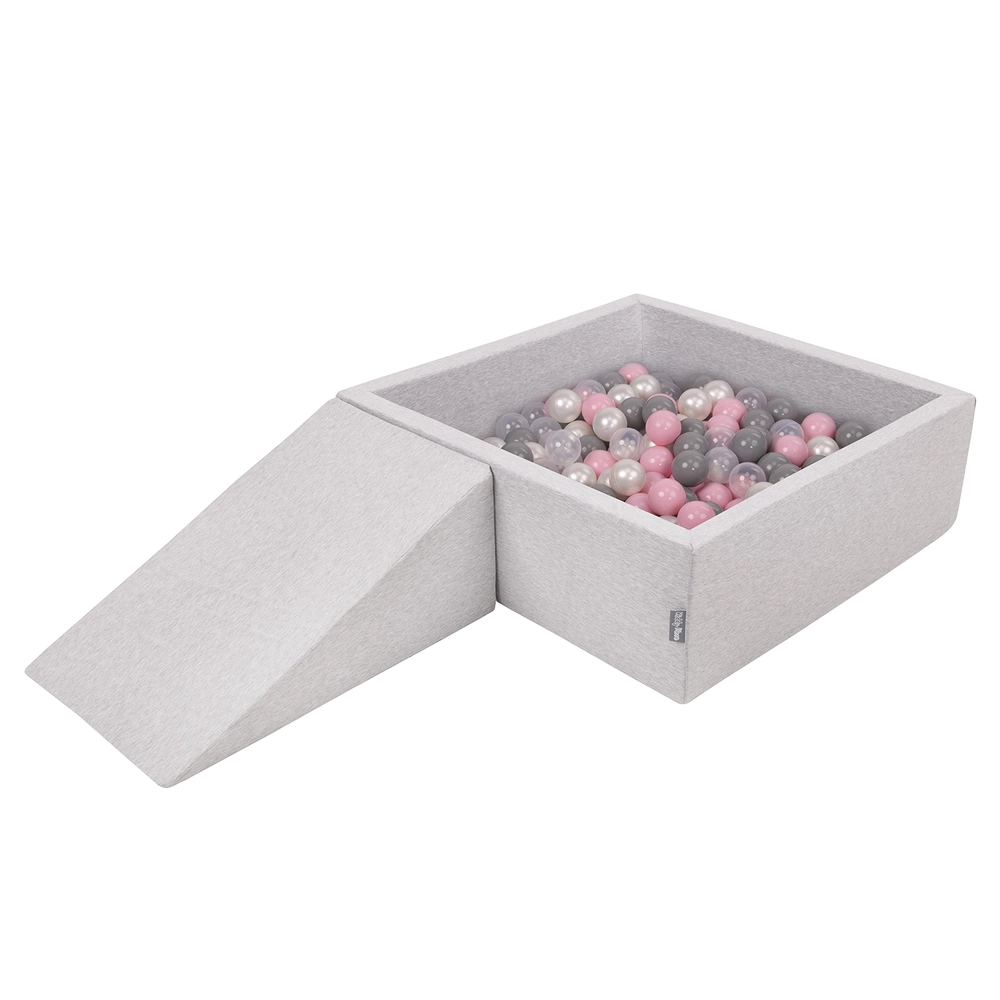 Aire De Jeux En Mousse Avec Carré Piscine À Balles Pour Enfants Rose Perle Gris Transparent Rose Poudre Piscine 200 Balles Version 4 31652