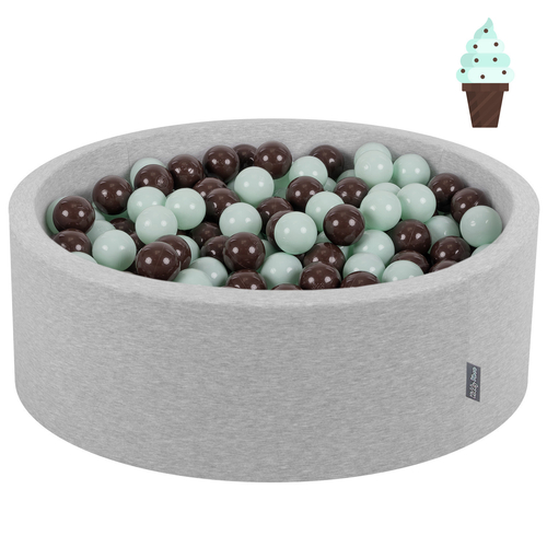 KiddyMoon Piscine à Balles ∅ 7Cm pour Bébé Rond Fabriqué En UE, gris clair, 90x30cm/300 Balles