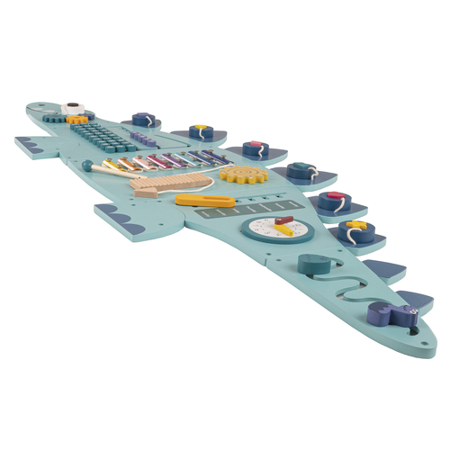 KiddyMoon Montessori Planche Activité Dinosaure Pour Enfants Bois Éducatif AB-001, bleu, UNI