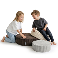 KiddyMoon Ensemble 3 Modules en Mousse pour Enfants pour Chambre D'enfant, jasnoszary-beżowy-brązowy