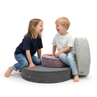 KiddyMoon Ensemble 3 Modules en Mousse pour Enfants pour Chambre D'enfant, fioletowy-jasnoszary-ciemnoszary