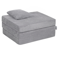 KiddyMoon Matelas Enfant Pliable en Mousse Matelas Pouf pour Tout-Petits, Chambre d'Enfant, gris foncé, Matelas avec Oreiller