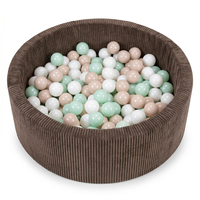 KiddyMoon Piscine Bébé, Piscine À Balles Pour Bébé Et Enfant, Piscine Enfant En Mousse Douce, Housse Côtelée Lavable, Marron: Beige pastel/Blanc/Menthe, 90x30cm/200 Balles