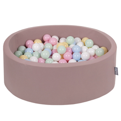 KiddyMoon Piscine À Balles ∅ 7Cm pour Bébé Rond Fabriqué en UE, Béruée: bleu pastel/jaune pastel/blanc/menthe/rose poudre, 90x30cm/200 Balles