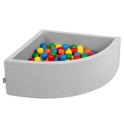 KiddyMoon Piscine à Balles ∅ 7Cm pour Bébé Quart Angulaire Fabriqué En UE, gris clair: jaune/vert/bleu/rouge/orange, 90x30cm/200 balles