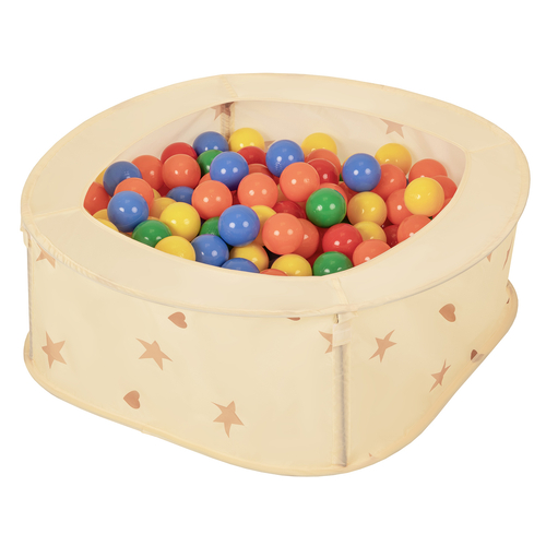 NK-200X piscine aire de jeux pliable avec balles, Beige Clair: Jaune/Vert/Bleu/Rouge/Orange, 100 Balles