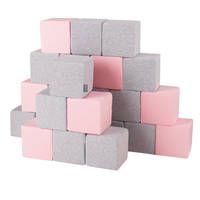 KiddyMoon Blocs Souples Jouets pour Bébé Mousse Squeeze Jouer Jouet Éducatif, cubes: gris clair/rose, 24 Pieces