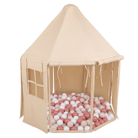 KiddyMoon Tente de Jeu Maison Pour Enfants En Forme De Pavillon De Jeu Pliable Tente Pop-Up Espace De Jeu Spacieux Et Confortable En Intérieur Et Extérieur, naturel: beige pastel/saumon/blanc, 700 Balles