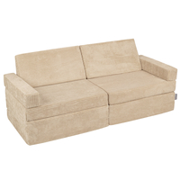 KiddyMoon Canapés Pliant pour Enfants Canapé-Lit Convertible Bébés-Canapé Lit Coucher Salle de Jeux Pliable Matelas au Sol Mini-Canapé Chaise-Lit, beige, 140x55x30 cm