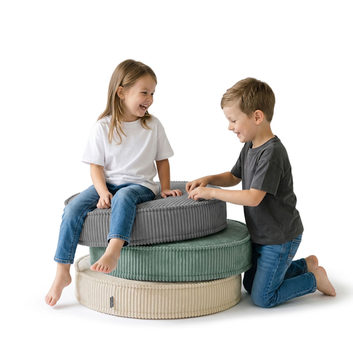 KiddyMoon Ensemble 3 Modules en Mousse pour Enfants pour Chambre D'enfant, vert-beige-gris foncé, Lx3