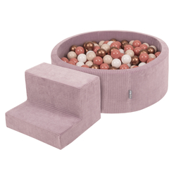 KiddyMoon Parcours Motricité En Mousse Avec Balles Enfants Favorise Créativité, Violet : beige pastel/blanc/cuivre/saumon, Piscine (100 Balles) + Marches