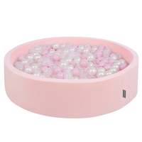 KiddyMoon Piscine À Balles Grande Rond pour Bébé, Fabriqué en UE, rose:rose poudré-perle-transparent, 120x30cm/600 balles