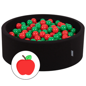 KiddyMoon Piscine à Balles ∅ 7Cm pour Bébé Rond Fabriqué En UE, pomme: vert/rouge, 90x30cm/200 balles