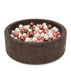 KiddyMoon Piscine Bébé, Piscine À Balles Pour Bébé Et Enfant, Piscine Enfant En Mousse Douce, Housse Côtelée Lavable, Marron: Beige pastel/Cuivre/Perle/Saumon, 90x30cm/200 Balles