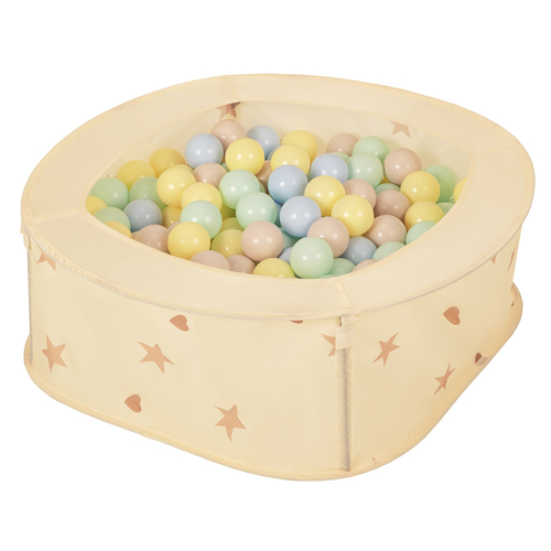 NK-200X piscine aire de jeux pliable avec balles, beige clair: beige pastel/bleu pastel/jaune pastel/menthe,