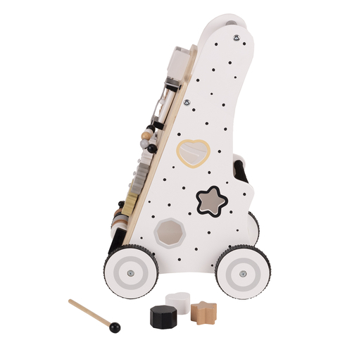 KiddyMoon Trotteur avec un Tableau D'activité, Chariot de Marche pour Bébé, Noir-Blanc, Standard