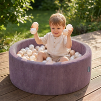 KiddyMoon Piscine Bébé 90 X 30 Cm Avec 200 Balles, Piscine À Balles Pour Bébé Et Enfant, Piscine Enfant En Mousse Douce, Housse Côtelée Lavable, Violet: Bleu past/Jaune past/Blanc/Menthe/Rose pdr, 90x30cm/200 Balles