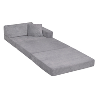 KiddyMoon Fauteuil Enfant Convertible en Mousse, Fauteuil pour Enfants Chaise pour Chambre d'Enfants Matelas Pliable Matelas Fauteuil Relax Fauteuil Douillet, gris foncé, Fauteuil avec Oreiller