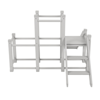 KiddyMoon aire de jeux en bois avec toboggan pour enfants, gris, UNI