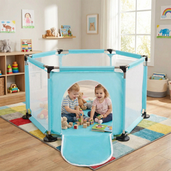 parc bébé hexagonal pliable avec balles plastiques, vert clair, SANS Balles