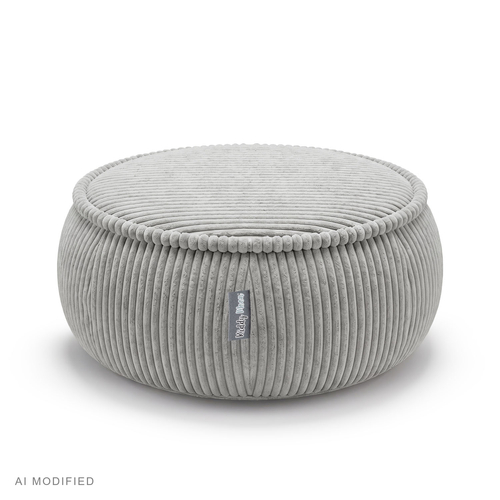 KiddyMoon Pouf enfant en mousse avec housse amovible, gris clair, L