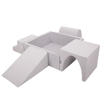 KiddyMoon Aire De Jeux en Mousse avec Carré Piscine À Balles pour Enfants, gris clair: blanc/gris/rose poudré, Piscine (300 Balles) + Version 3