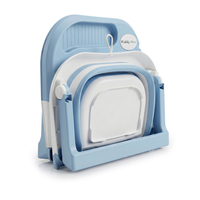 KiddyMoon baignoire pliable bébé plastique avec coussin, bleu, M
