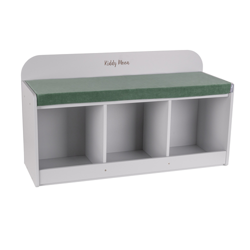 banquette avec étagères pour les enfants KiddyMoon, gris/vert forêt , UNI