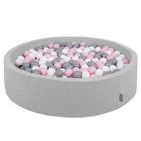 KiddyMoon Piscine À Balles Grande Rond pour Bébé, Fabriqué en UE, gris clair: blanc-gris-rose poudré, 120x30cm/1000 balles
