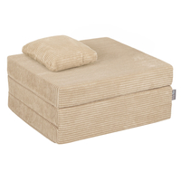 KiddyMoon Matelas Enfant Pliable en Mousse Matelas Pouf pour Tout-Petits, Chambre d'Enfant, beige, Matelas avec Oreiller