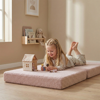 KiddyMoon Fauteuil Enfant Et Housse Teddy, Fauteuil pour Enfants d'enfants Matelas Pliable Matelas, rose, Fauteuil