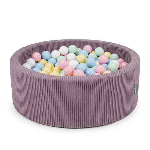KiddyMoon Piscine Bébé 90 X 30 Cm Avec 200 Balles, Piscine À Balles Pour Bébé Et Enfant, Piscine Enfant En Mousse Douce, Housse Côtelée Lavable, Violet: Bleu past/Jaune past/Blanc/Menthe/Rose pdr, 90x30cm/200 Balles